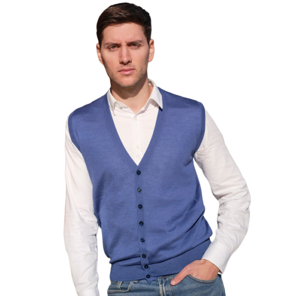 Gilet uomo misto cashmere e seta