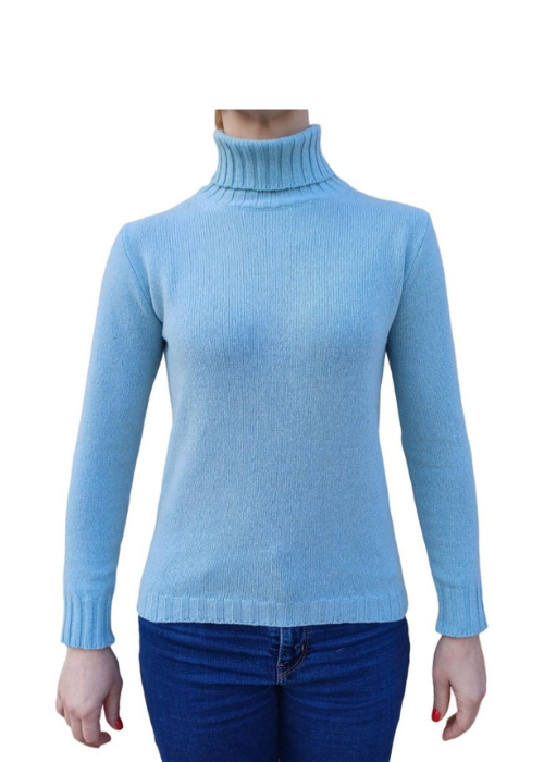 Women's High Neck Sweater Regenerated Cashmere