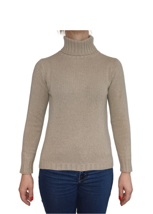 Women's High Neck Sweater Regenerated Cashmere