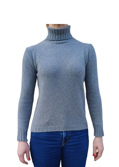 Women's High Neck Sweater Regenerated Cashmere