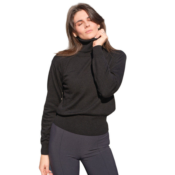 Maglia donna collo alto puro cashmere