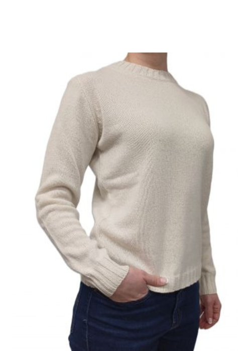 Damenpullover mit Rundhalsausschnitt aus regeneriertem Kaschmir