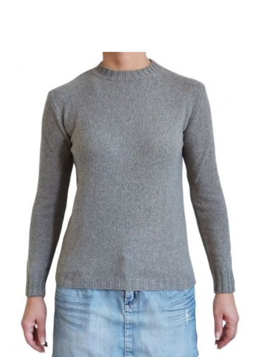 Damenpullover mit Rundhalsausschnitt aus regeneriertem Kaschmir