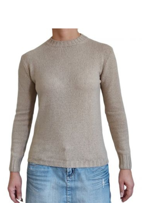 Damenpullover mit Rundhalsausschnitt aus regeneriertem Kaschmir