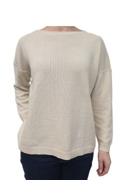 Women's Oversized Boat Neck Sweater Regenerated Cashmere