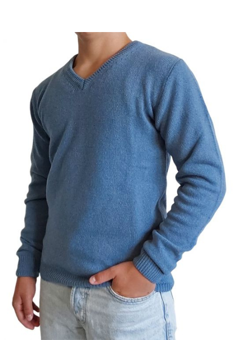 Maglia uomo collo v cashmere rigenerato-Lanaioli maglieria sostenibile