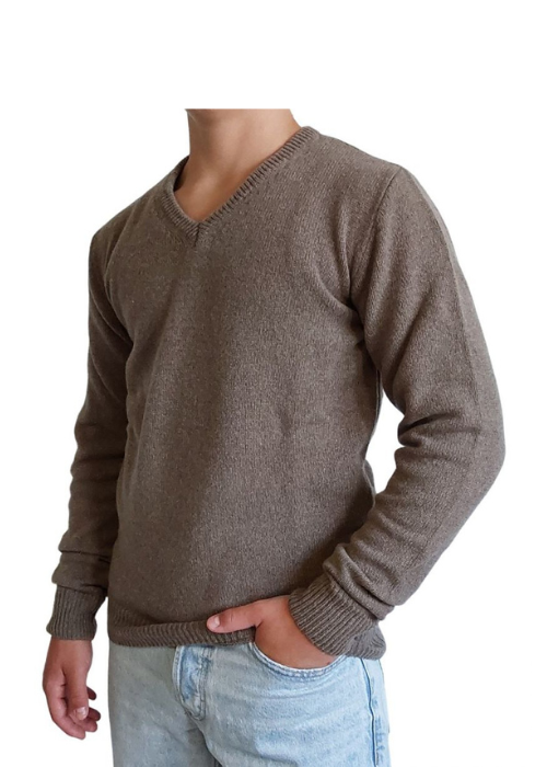 Men's V-Neck Sweater in Regenerated Cashmere Fineness 7