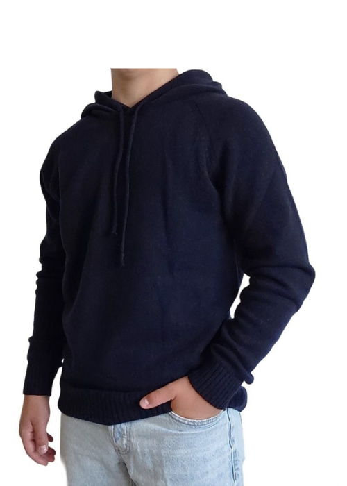 Men's Sweater with Regenerated Cashmere Hood