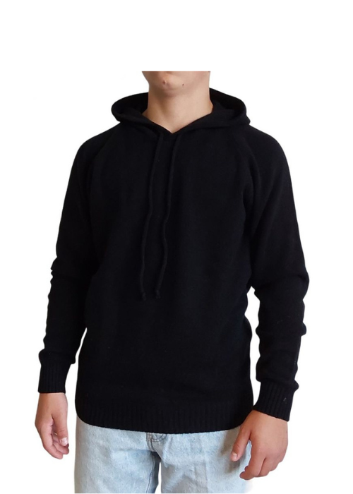 Men's Sweater with Regenerated Cashmere Hood