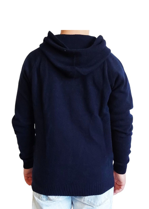 Men's Sweater with Regenerated Cashmere Hood