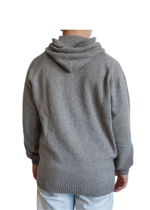 Men's Sweater with Regenerated Cashmere Hood