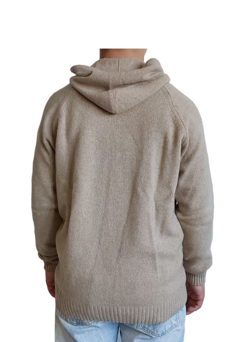 Men's Sweater with Regenerated Cashmere Hood