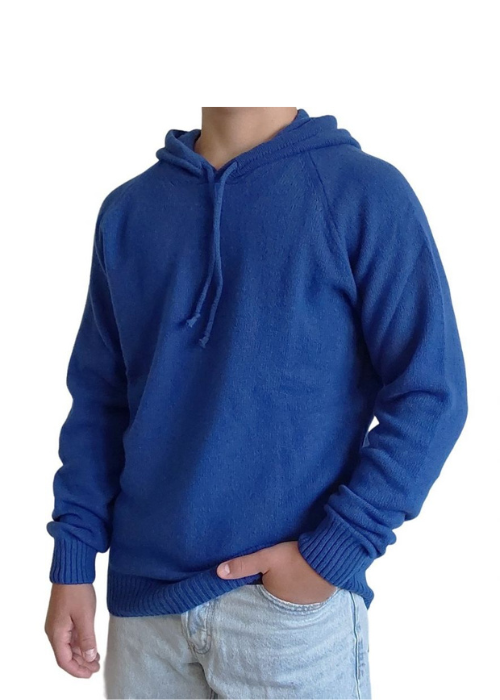 Men's Sweater with Regenerated Cashmere Hood
