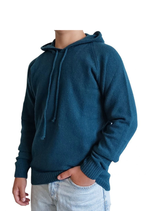 Men's Sweater with Regenerated Cashmere Hood