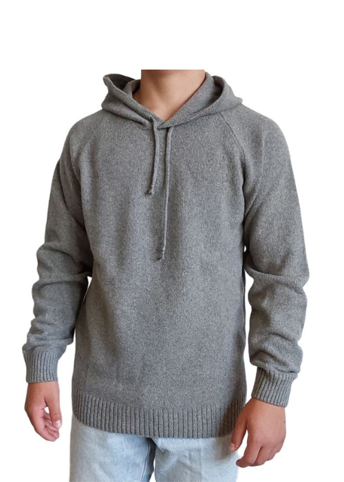 Men's Sweater with Regenerated Cashmere Hood