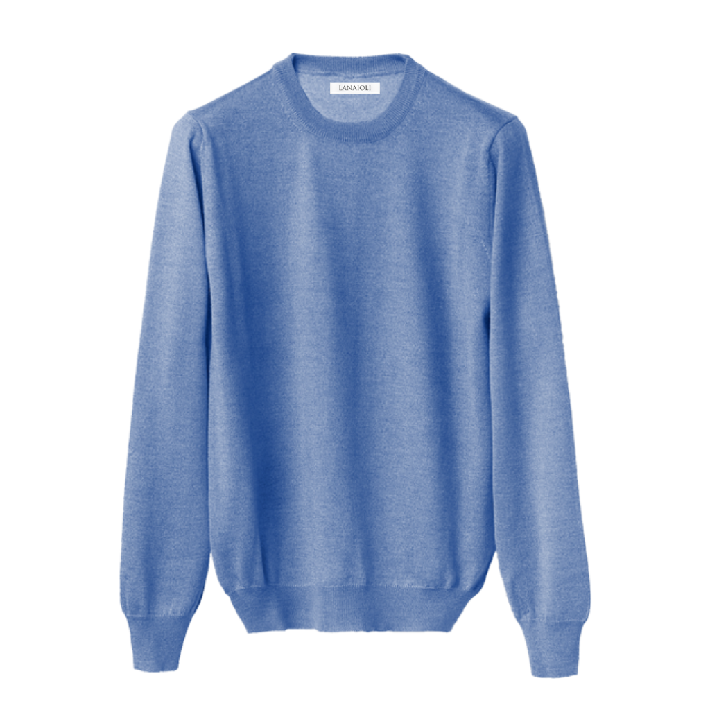 Pull homme en mélange cachemire, soie et laine mérinos extrafine col rond