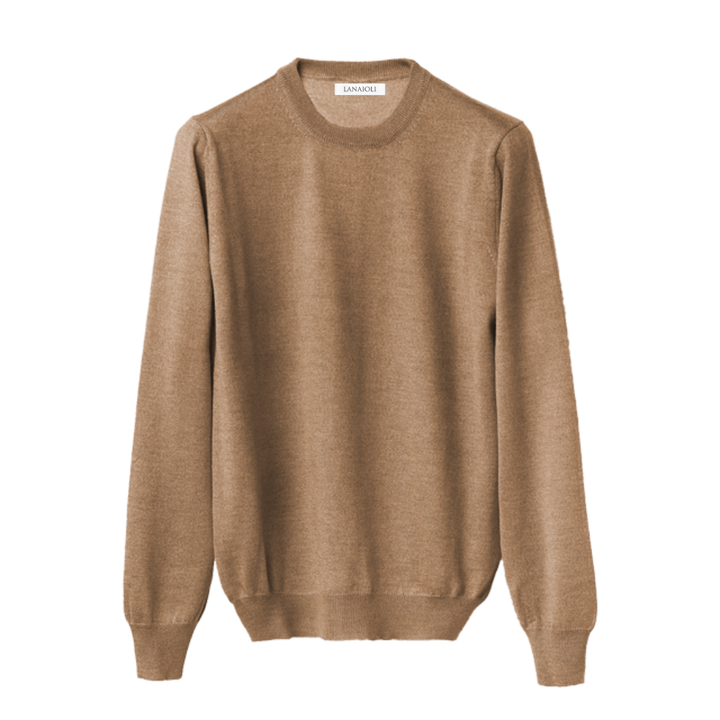 Pull homme en mélange cachemire, soie et laine mérinos extrafine col rond