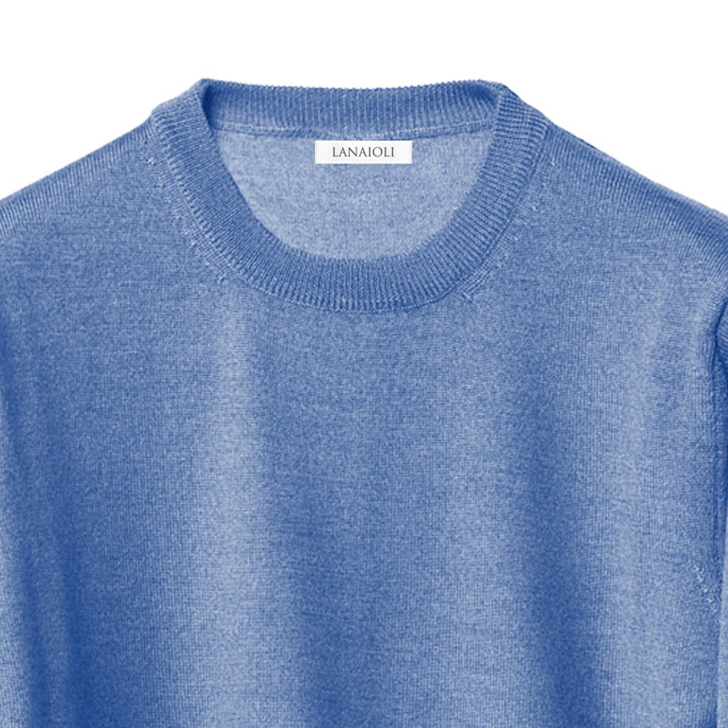 Pull homme en mélange cachemire, soie et laine mérinos extrafine col rond
