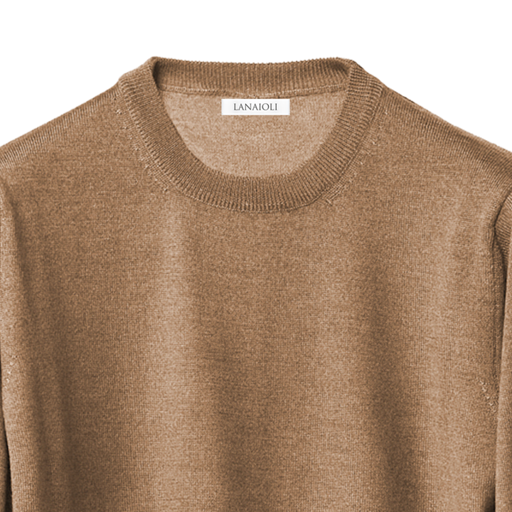 Pull homme en mélange cachemire, soie et laine mérinos extrafine col rond