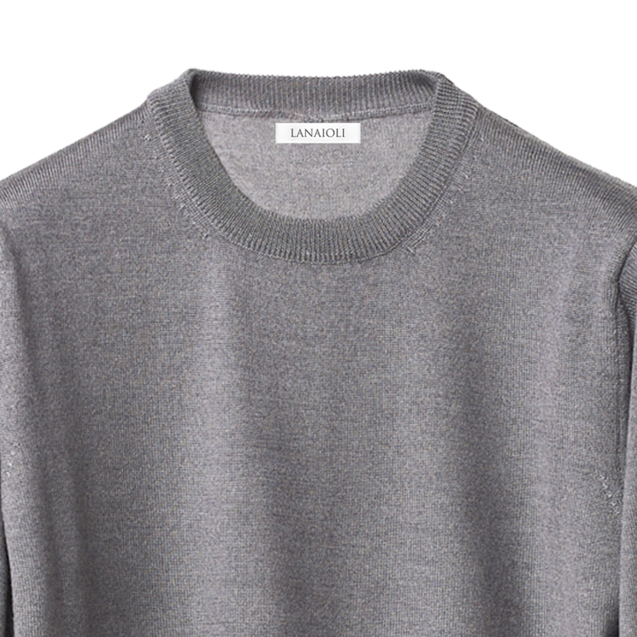 Pull homme en mélange cachemire, soie et laine mérinos extrafine col rond