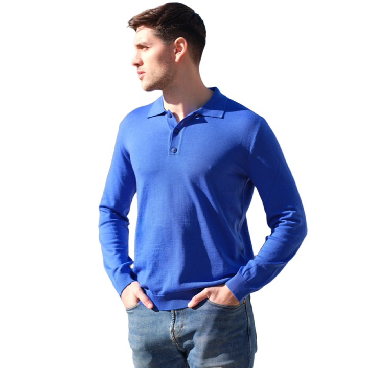 Maillot homme léger laine mérinos extrafine type Polo