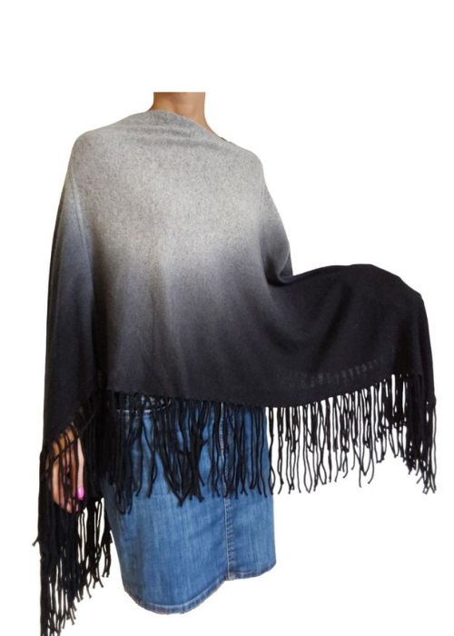 Mantella Donna Frange Cashmere Rigenerato