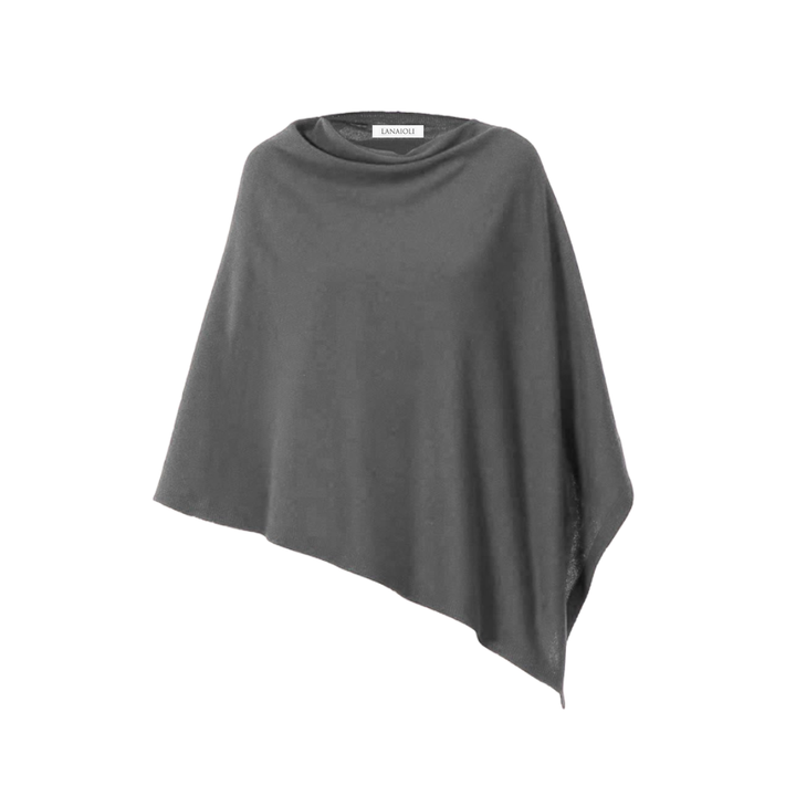 Mantella asimmetrica donna in lana merino extrafine cashmere e seta