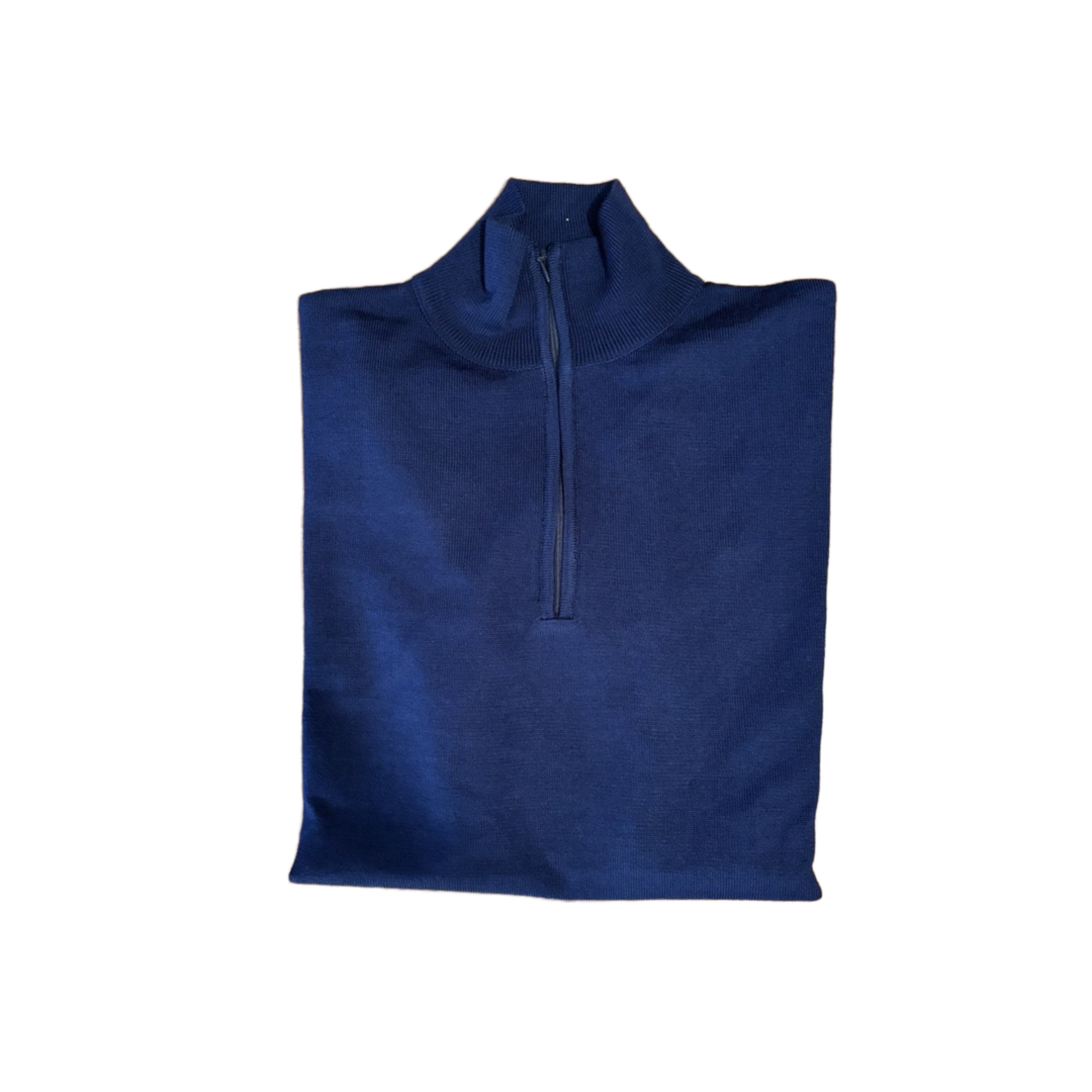 Herrenpullover mit halbem Reißverschluss aus Merinowolle