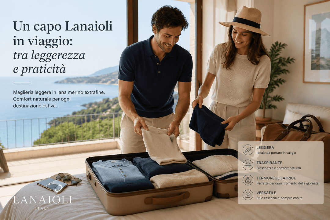 Un capo Lanaioli in viaggio: tra leggerezza e praticità - Lanaioli Maglieria Filiera Corta Sostenibile & Filati Naturali