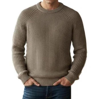 Maglione girocollo uomo a coste in Cashmere Rigenerato
