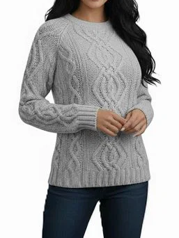 Maglione girocollo donna punto aran Cashmere Rigenerato