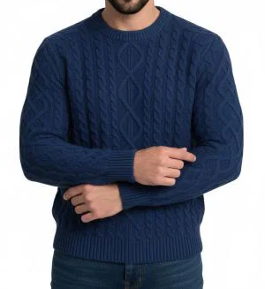 Maglione girocollo uomo punto aran Cashmere Rigenerato