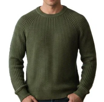 Maglione girocollo uomo a coste in Cashmere Rigenerato