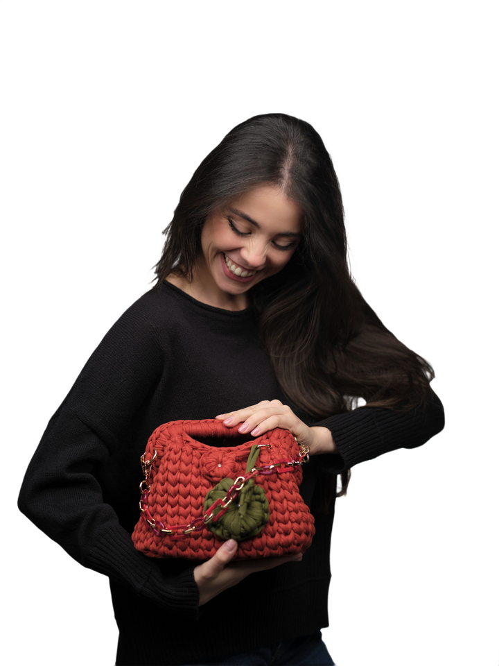 Sac en coton recyclé rouge corail