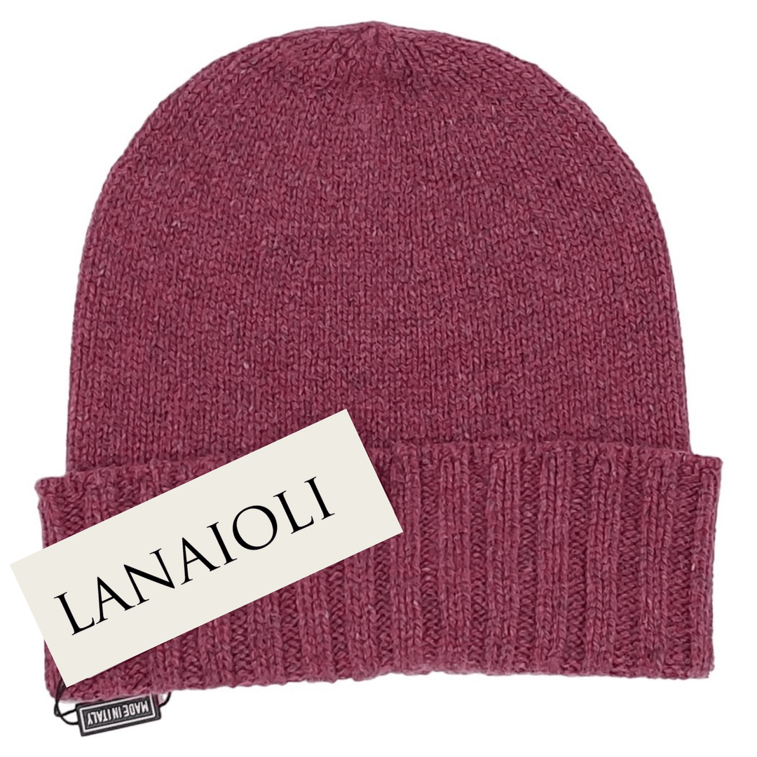 Cappello Donna Bordo a Coste Cashmere Rigenerato - Lanaioli Maglieria Filiera Corta Sostenibile & Filati Naturali