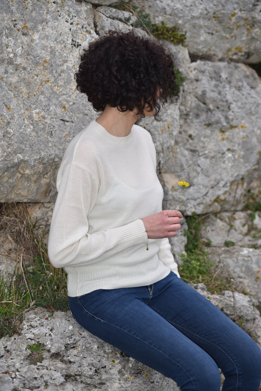 Maglia girocollo in puro cashmere donna