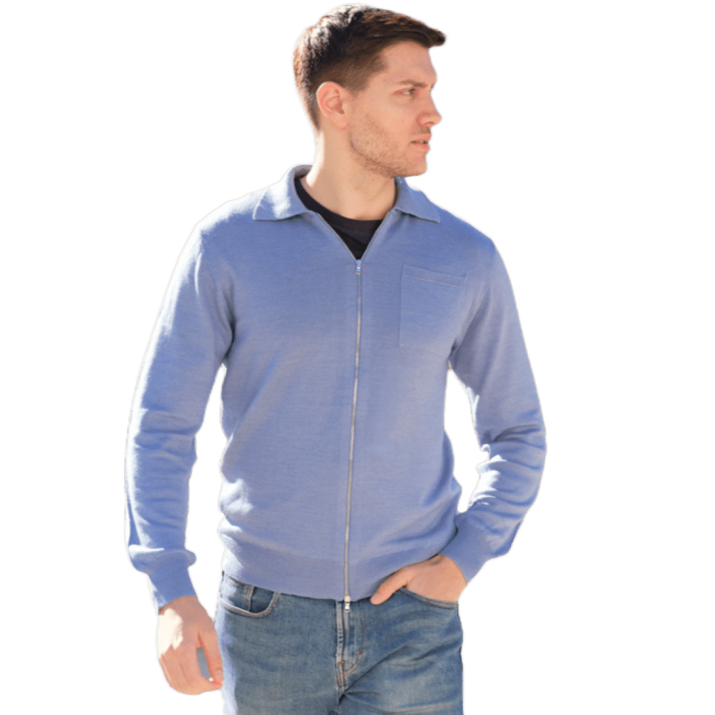 Giacca Uomo Misto Cashmere, Seta, Lana Merino Extrafine chiusura Zip - Lanaioli Maglieria Filiera Corta Sostenibile & Filati Naturali