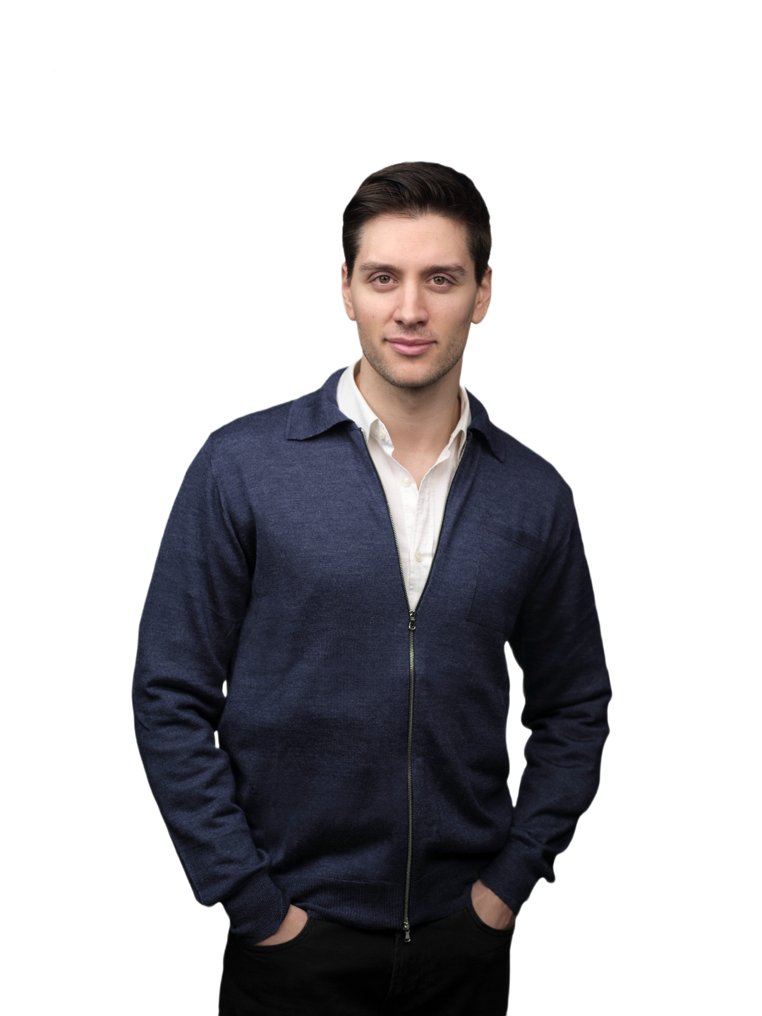 Giacca Uomo Misto Cashmere, Seta, Lana Merino Extrafine chiusura Zip