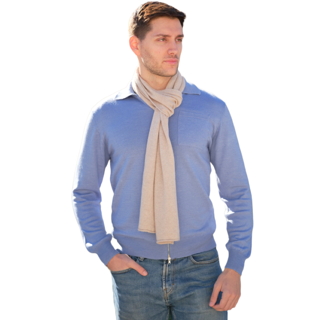 Giacca Uomo Misto Cashmere, Seta, Lana Merino Extrafine chiusura Zip