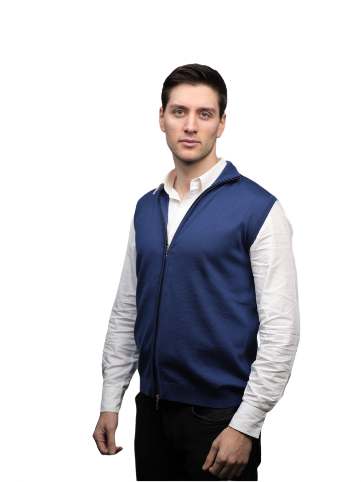 Gilet Uomo Zip in Lana Merino