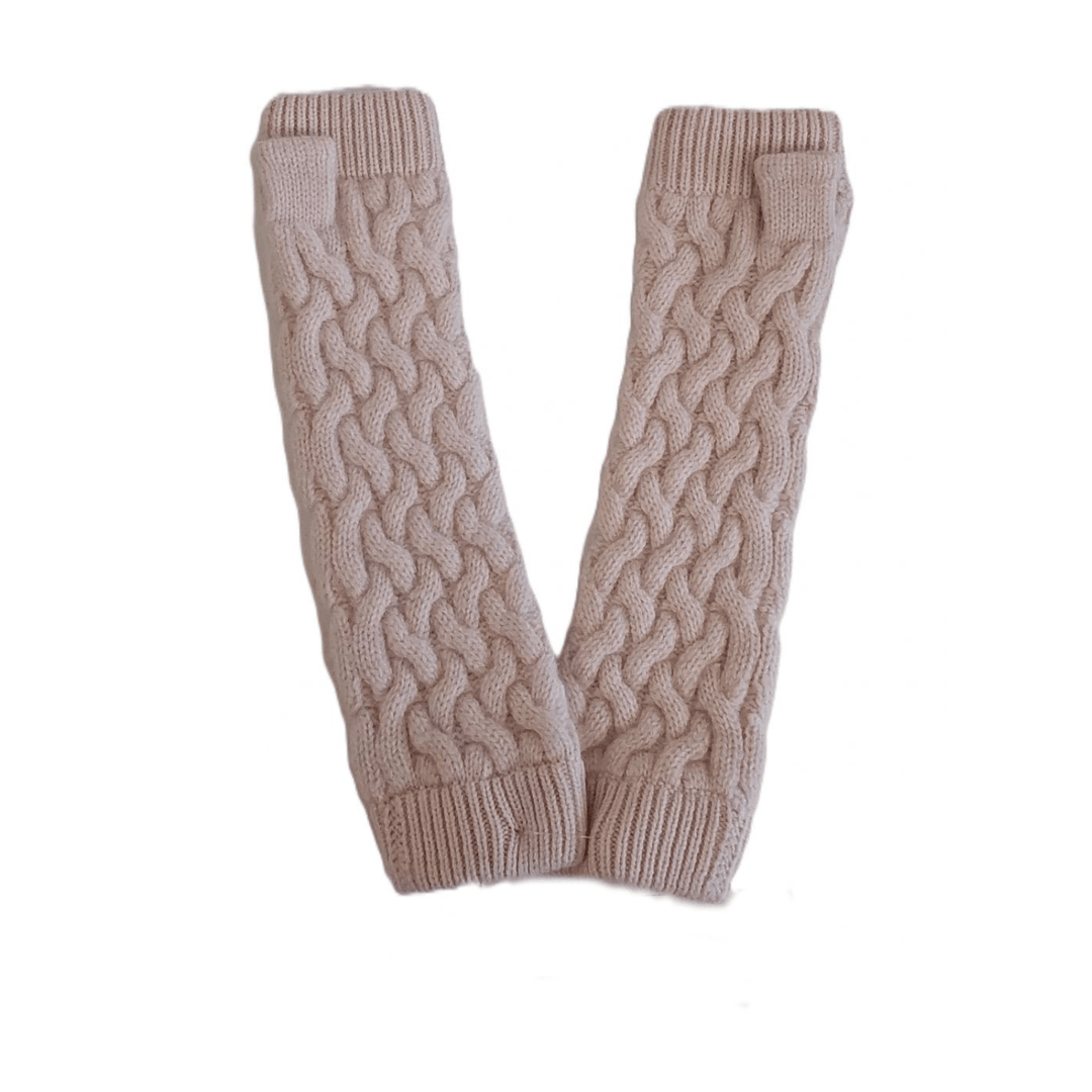 Guanti Manicotto Trecce Bambina Cashmere Rigenerato - Lanaioli Maglieria Filiera Corta Sostenibile & Filati Naturali