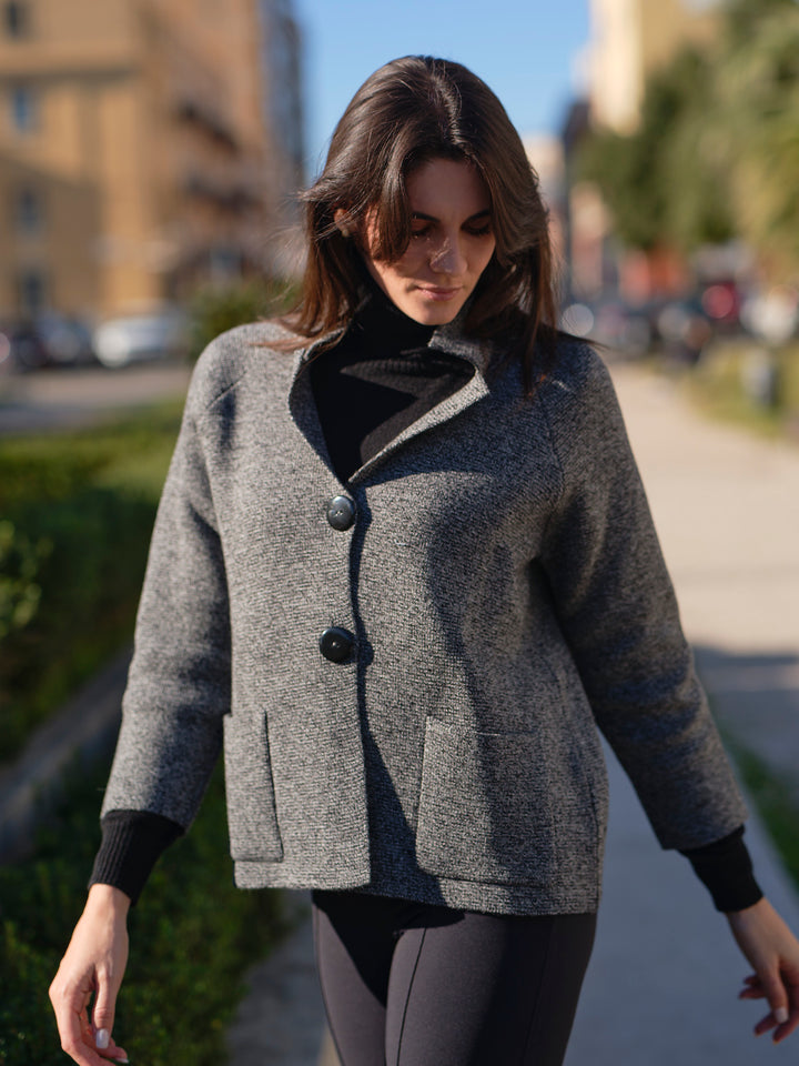 Giacca donna con bottoni lana merino extrafine