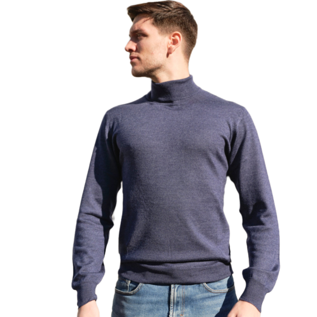 Men's Cashmere Turtleneck Sweater, Silk and Merino Wool