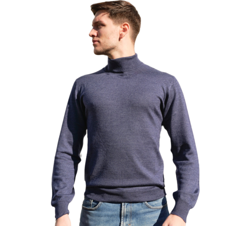 Men's Cashmere Turtleneck Sweater, Silk and Merino Wool