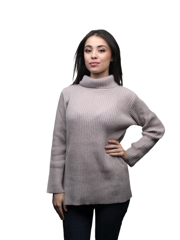 Maglia Donna Collo Alto Lana Merino Filiera Corta