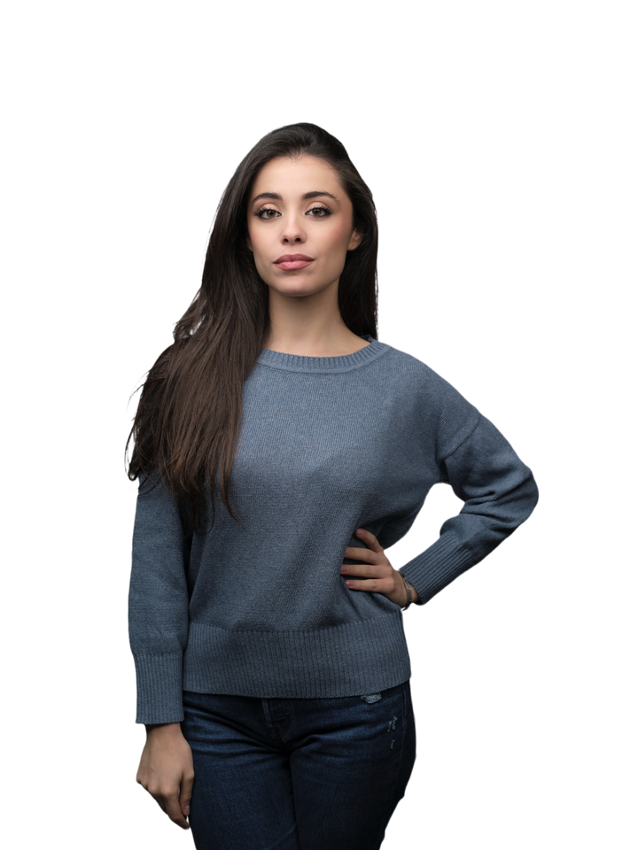 Maglia Donna Girocollo in Denim Rigenerato