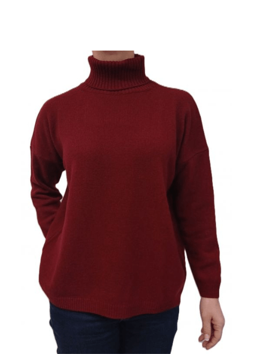 Maglia Donna Over Collo Alto Cashmere Rigenerato - Lanaioli Maglieria Filiera Corta Sostenibile & Filati Naturali