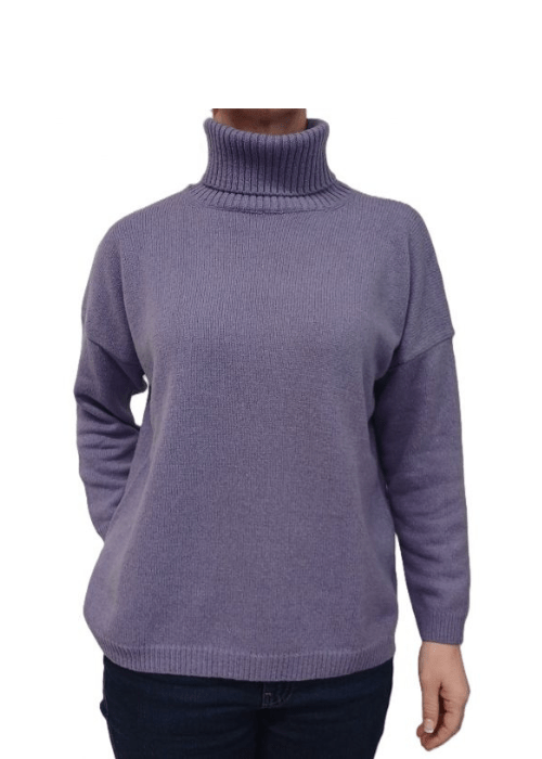 Maglia Donna Over Collo Alto Cashmere Rigenerato - Lanaioli Maglieria Filiera Corta Sostenibile & Filati Naturali