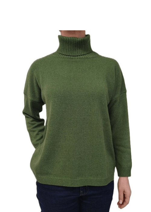 Maglia Donna Over Collo Alto Cashmere Rigenerato - Lanaioli Maglieria Filiera Corta Sostenibile & Filati Naturali