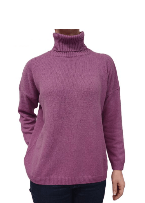 Maglia Donna Over Collo Alto Cashmere Rigenerato - Lanaioli Maglieria Filiera Corta Sostenibile & Filati Naturali